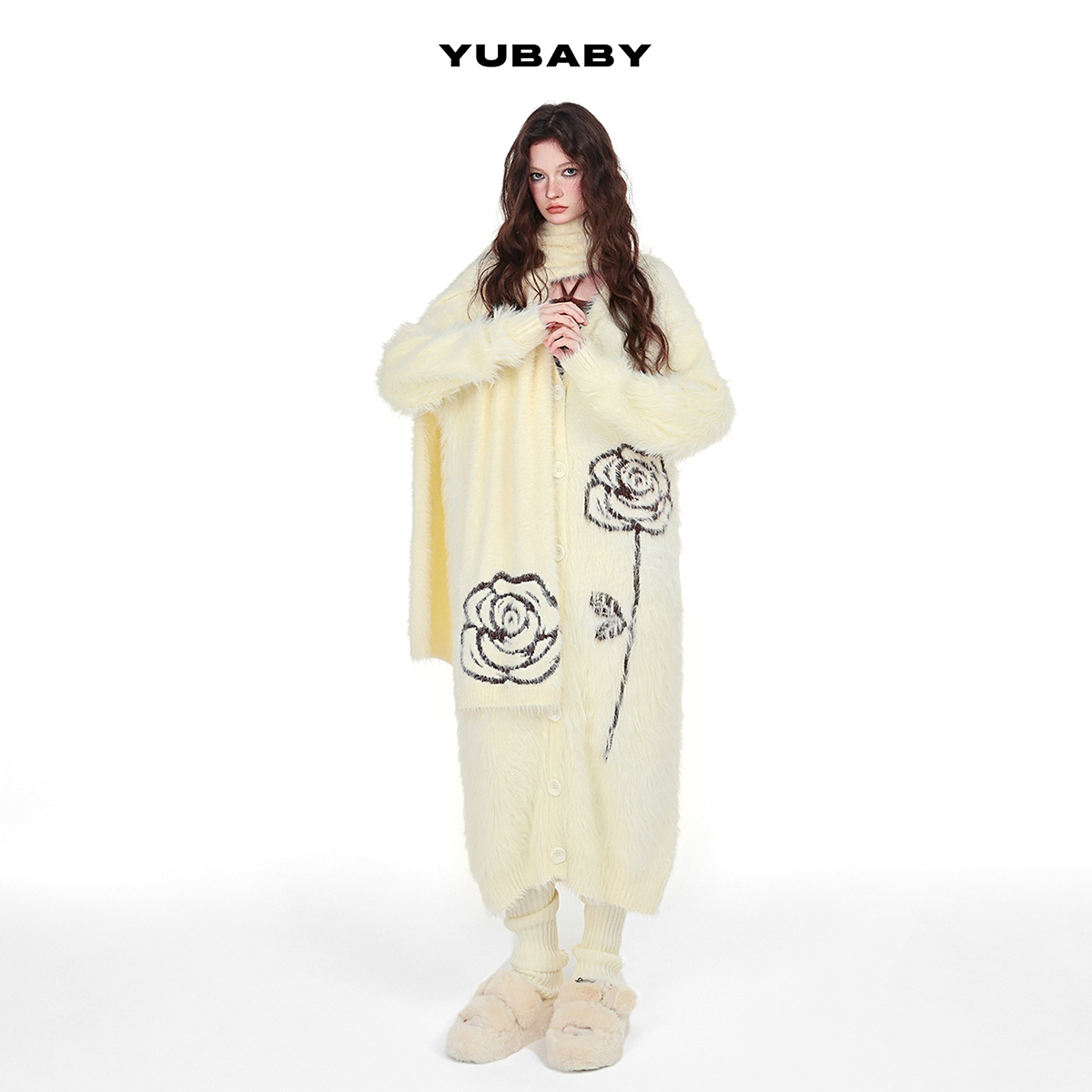 长毛仿貂绒毛衣小雨家休闲长款