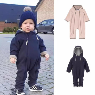 儿童连体衣双面细腻摇粒绒舒适丹麦小雨伞同款ver婴幼童外穿爬服