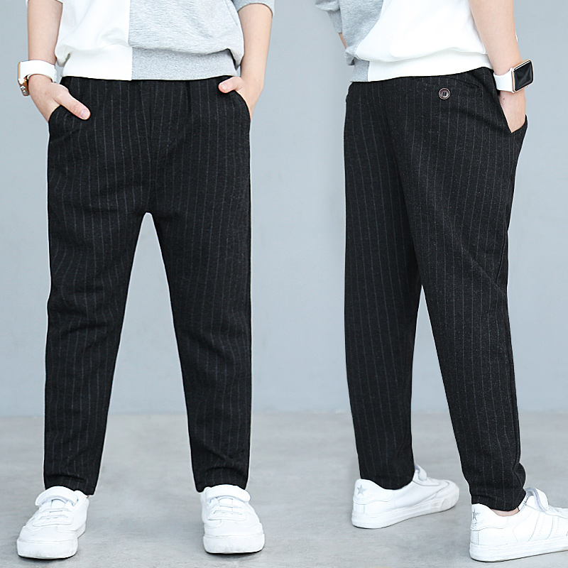 男童休闲裤春秋冬季英伦条纹西裤