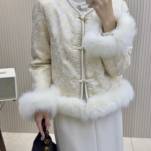 诺诺家冬上新金丝提花国风舒适保暖羽绒服外套WX356