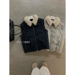 冬上新冬天叠穿神器翻领棉马甲女短款衍缝无袖背心外搭秋B3082189