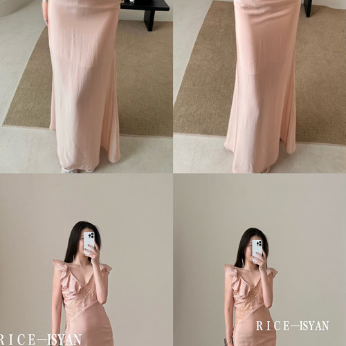 RICE- ISYA诺26夏上新RICEIS女神范蕾丝荷叶边气质甜美连衣裙5376