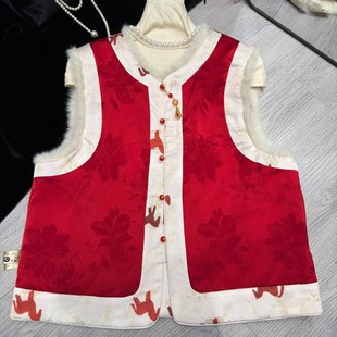 诺诺家冬上新新中式 G208A 双面穿拼水貂毛夹棉马甲YS96