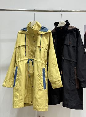 诺诺冬上新小众设计感拼色宽松廓形宽松遮肉显瘦风衣41816