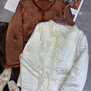 诺诺冬上新新中式 优雅绝美气质水貂毛保暖棉服外套xx6837