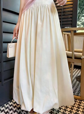 诺诺家气质赫本风进口定制面料打褶设计显瘦遮肉半身裙YS14-G337