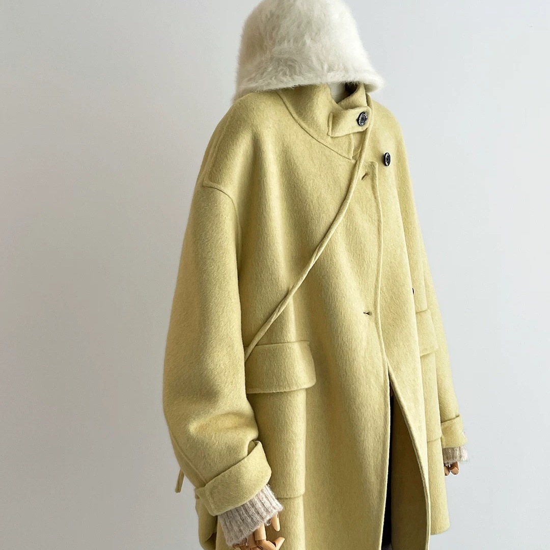 诺诺款设计感挎包加厚羊毛外套(配包包)（含70绵羊毛）250916225H