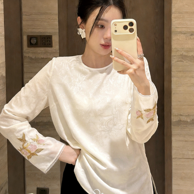 诺诺26年早春高级感新中式气质提花小衫xx8655