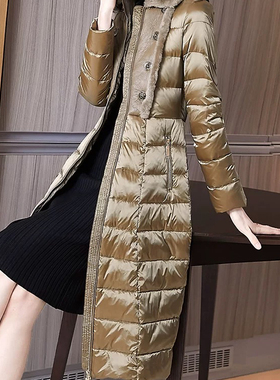 诺诺设计南油尾货真水貂毛修身显瘦中长款保暖羽绒服外套26528