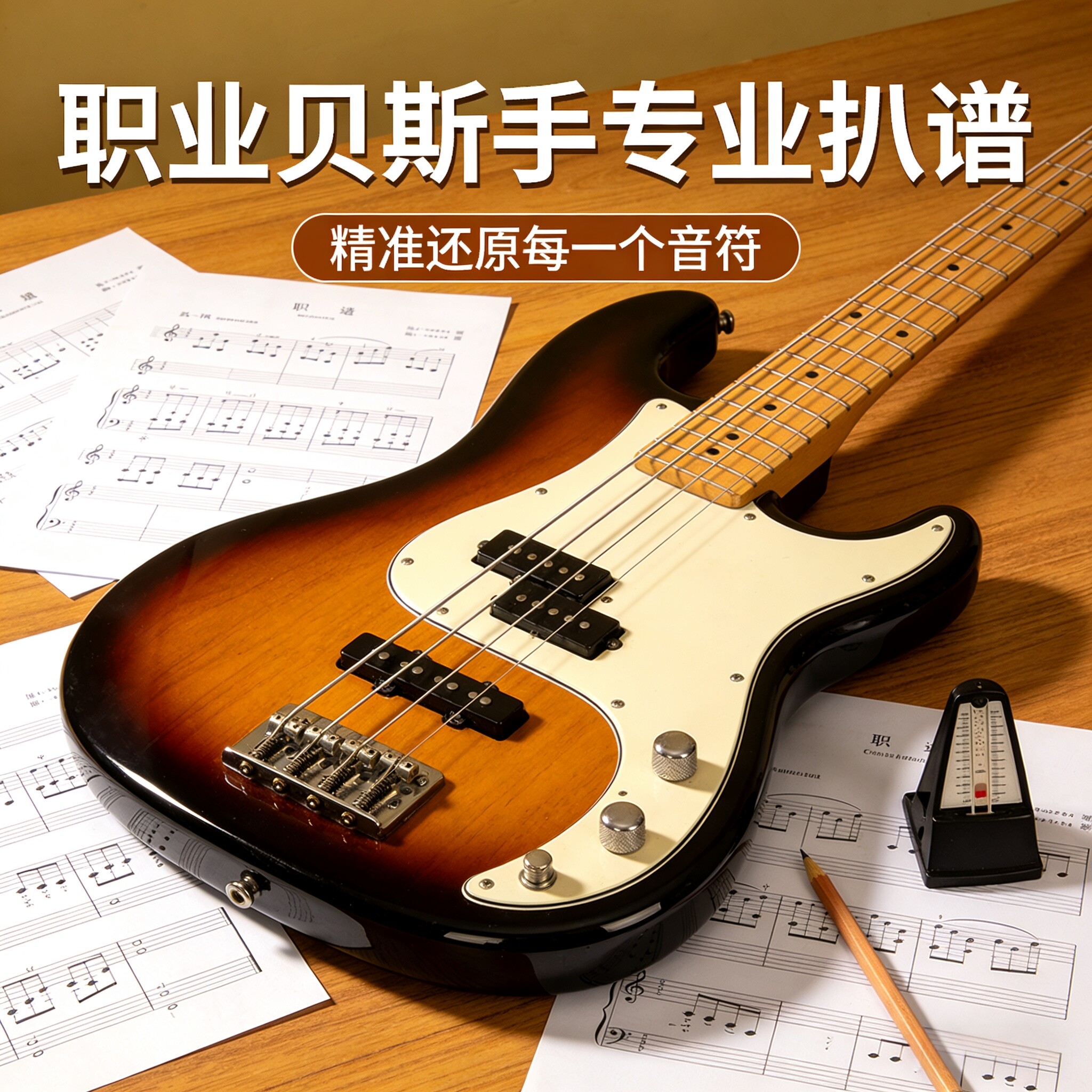 职业贝斯手扒谱 贝斯扒谱 乐队贝斯伴奏谱 电贝司扒谱 贝斯谱
