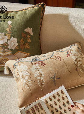 植爱紫藤花开抱枕高级氛围感法式中古风客厅沙发靠垫卧室腰枕靠背