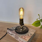 美式 饰台灯仿古铜床头灯复古典实e27灯具饰小夜灯 复古齿轮造型装