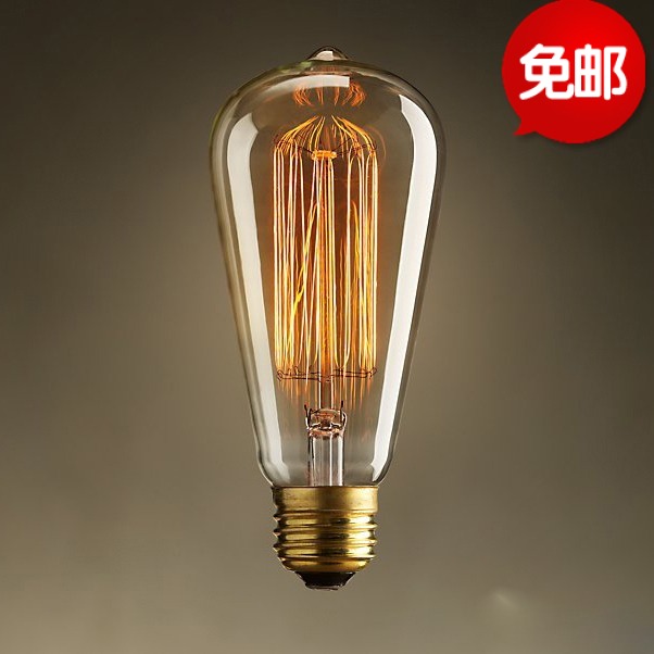 爱迪生灯普通钨丝E27螺口老式电灯泡光源烟火灯泡T45ST64T185G80