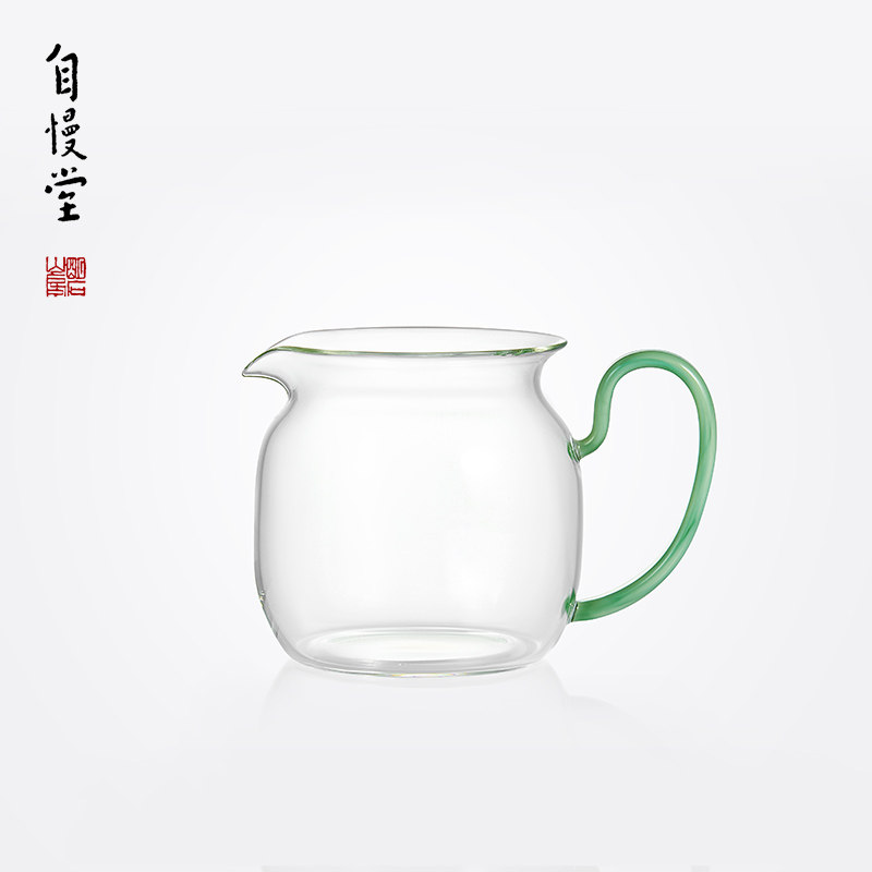 台湾自慢堂玻璃大茶盅新款侧把泡茶公道杯大容量分茶倒茶器茶海