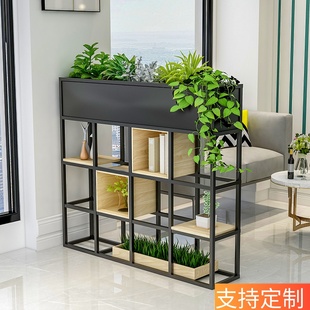 铁艺置物架办公室实木隔板餐厅公司书柜花箱花架屏风半墙隔断围栏