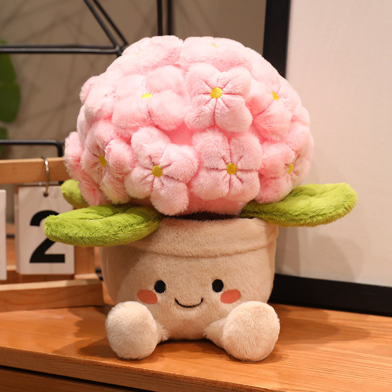 仿真绣球花玩偶毛绒玩具粉色盆栽花朵布娃娃男女生居家装饰品礼物