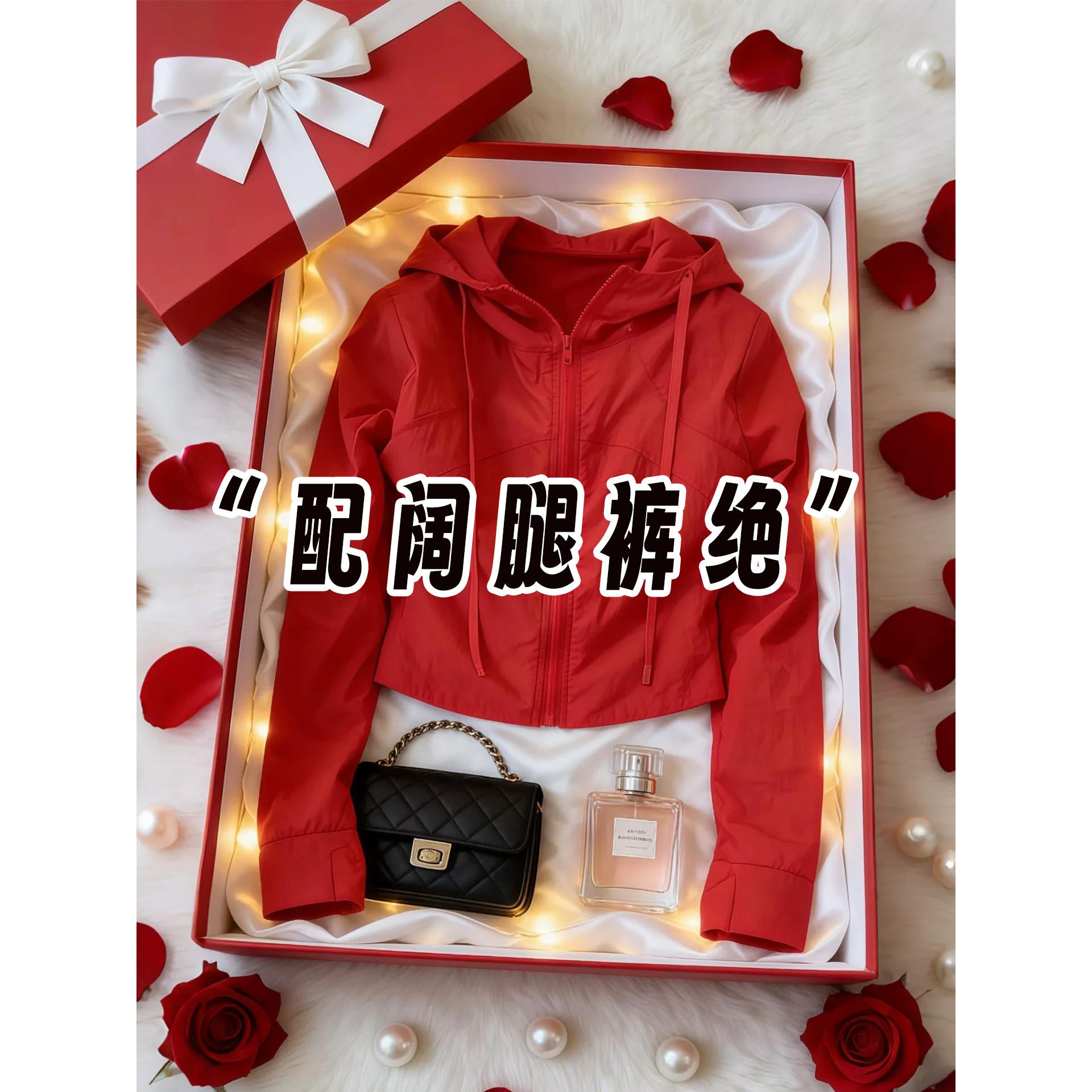 红色短款小众独特防晒外套图片