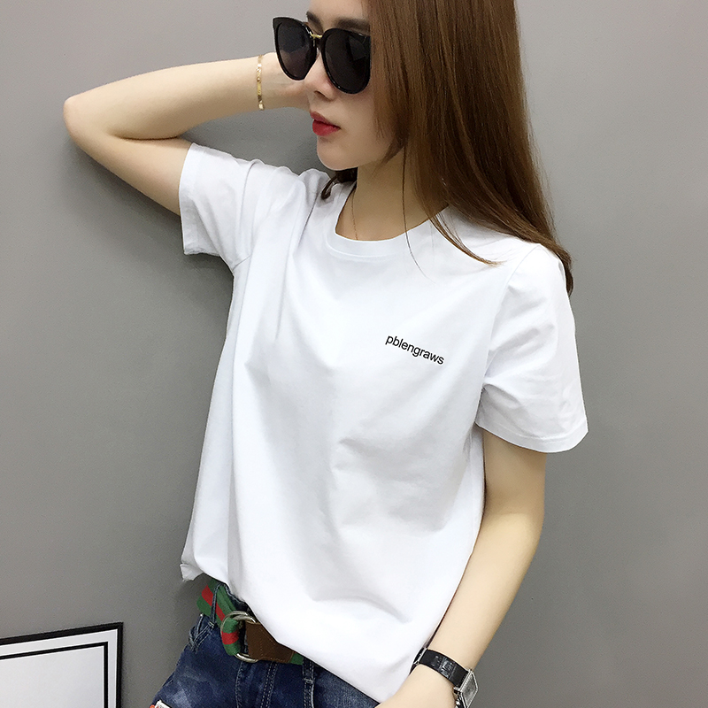 欧洲站2020年新款女装欧货潮白色t恤女短袖宽松纯棉夏季韩版体恤