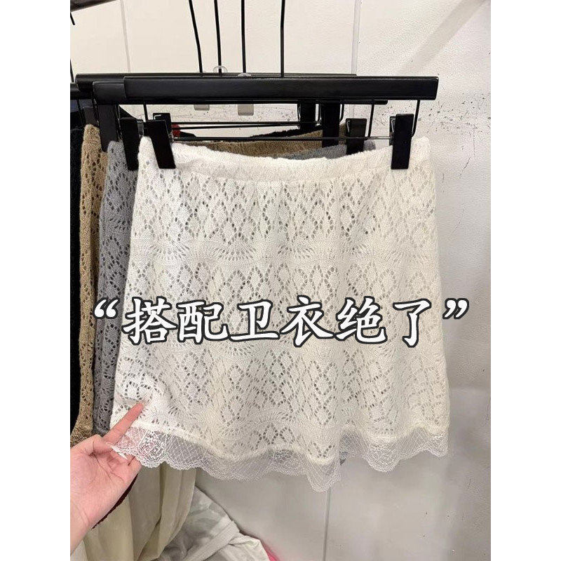 韩版松紧腰针织麦穗叠穿屁帘半身裙女2026新款春季时尚减龄短裙子