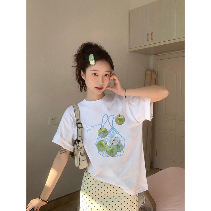 韩系白色短袖T恤女2026新图片