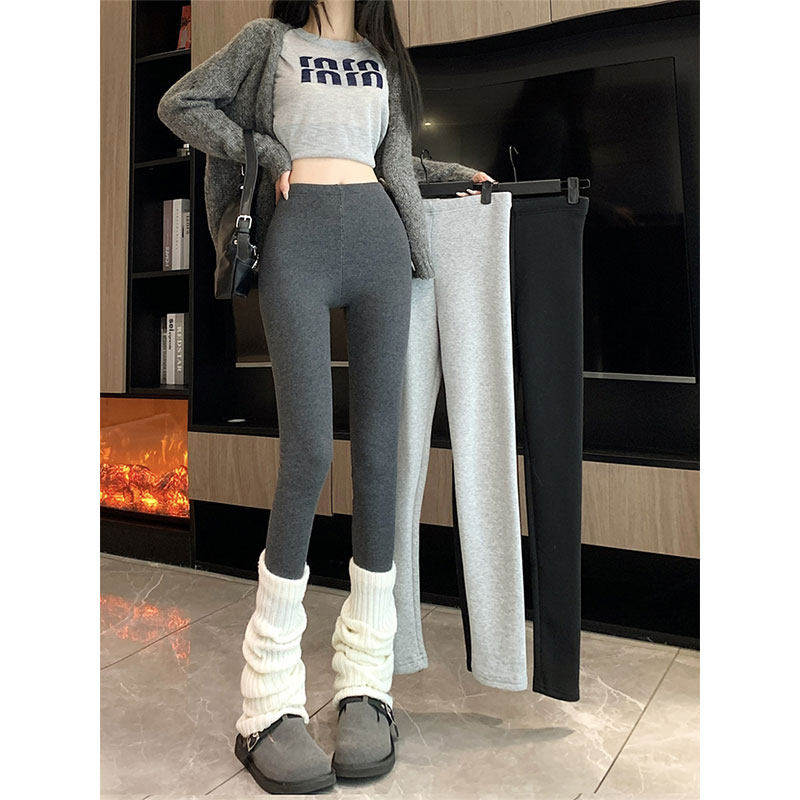 韩系高级感加厚加绒外穿鲨鱼裤女2026秋冬新款修身显瘦瑜伽打底裤