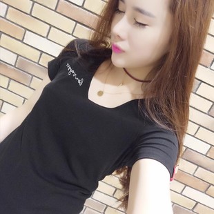 欧洲站夏装女2026新款欧货潮修身纯黑色t恤女短袖中长款棉体恤夏