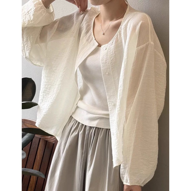 韩系慵懒风防晒衬衫女款夏图片