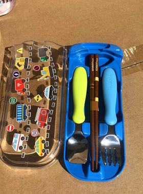 【清仓】日本爱迪生妈妈edisonmama木筷子勺子叉子收纳盒4件套装