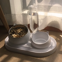 WQW! Cat Bowl Double Bowl Защитный шейный отдел позвоночника Автоматическая питьевая вода чаша для собак кошка пищевая чаша для кошачья чаша кошка кошка кошка домашнее животное питомец