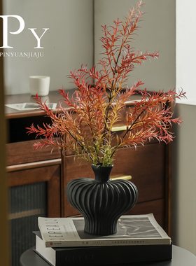 简约陶瓷花瓶插花轻奢感侘寂风玄关客厅电视柜创意复古摆件