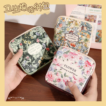 梵高油画随身零钱包耳机数据线收纳小包口红袋大容量便携月事包女