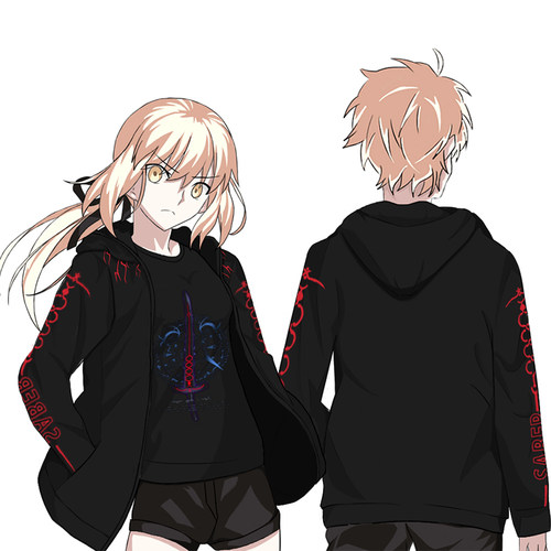 fate周边动漫卫衣外套黑saber