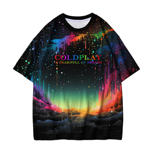 宽松百搭半袖 t恤男女情侣装 全彩T恤 ColdPlay酷玩乐队短袖 2025夏季