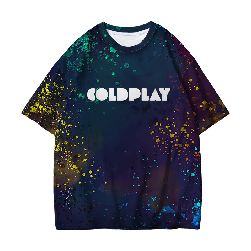 2025夏季ColdPlay酷玩乐队短袖t恤男女情侣装宽松百搭半袖全彩T恤图片