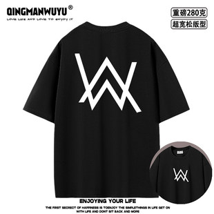 T恤夏 超宽松oversize重磅短袖 艾伦沃克嘉豪同款 DJ潮faded周边同款