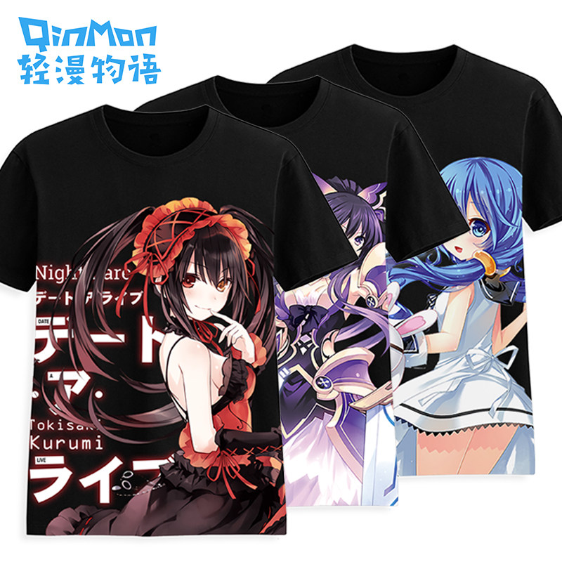 轻漫物语 约会大作战t恤短袖时崎狂三衣服二次元动漫周边男女