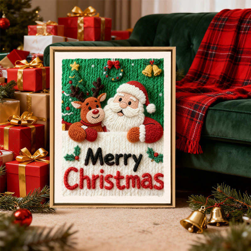 圣诞节戳戳绣手工diy材料包送朋友节日礼物简单制作相框画件