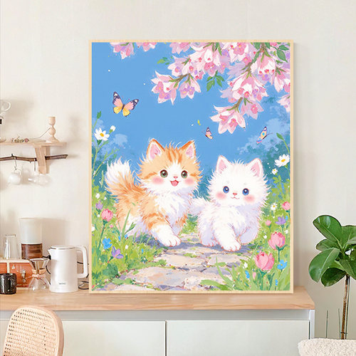 猫咪花卉十字绣2026新款客厅高级感满绣解闷手工diy自己刺绣小件