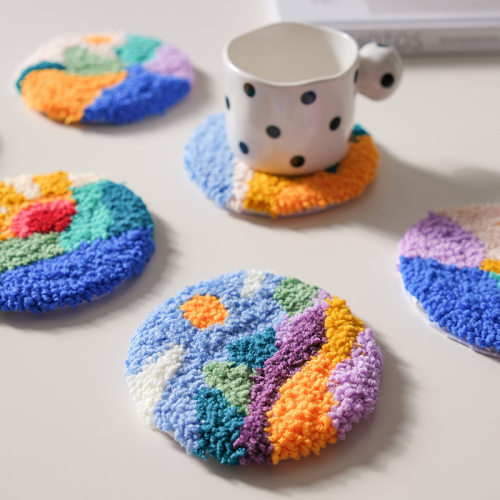 一套6个风景手作戳戳绣手工diy材料包杯垫戳针隔热垫毛线画解压