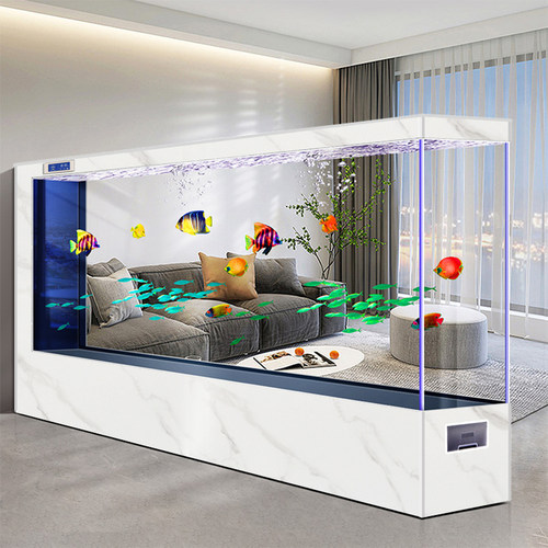 超大型落地鱼缸客厅2025新款公司酒店巨型水族箱屏风隔断超白玻璃
