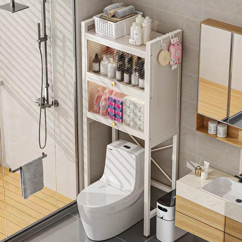 带柜门卫生间马桶置物架落地智能马桶上方柜子防尘厕所多功能收纳