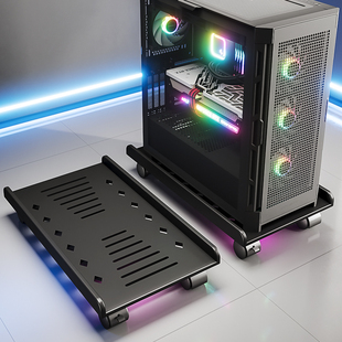 电脑主机托架带滑轮可移动伸缩台式机箱底座增高架家用办公室通用