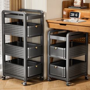 新款书包置物架带滑轮可移动小推车书本收纳柜书桌下多层放置神器