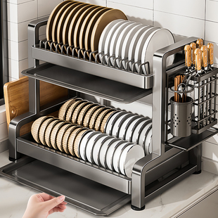 碗碟收纳架厨房置物架多功能家用沥水多层台面碗筷架放碗盘筷架子