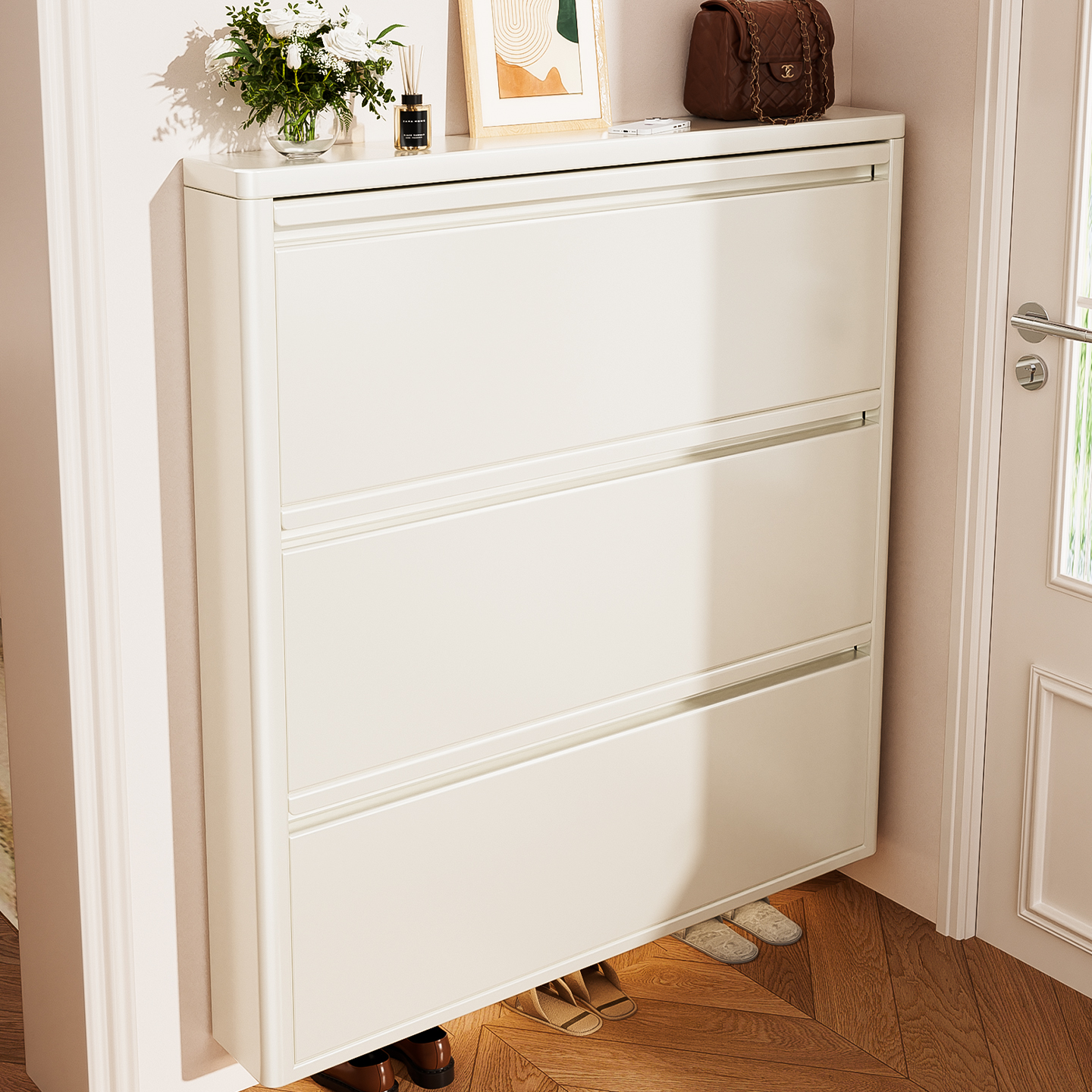 2025新款超薄钢制翻斗鞋柜