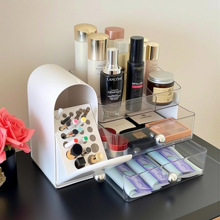 透明化妆品收纳盒桌面高级感化妆刷口红化妆盒抽屉式梳妆台置物架