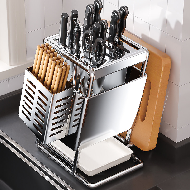 不锈钢厨房刀架置物架台面多功能刀具收纳2025新款菜刀放置座,厨房/烹饪用具,刀架,淘宝优惠券,粉丝福利购,淘宝优惠卷