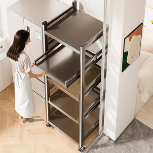 厨房夹缝置物架角落地多层冰箱旁边侧面缝隙收纳柜抽屉抽拉式储物