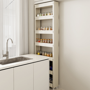 10cm厨房调料品夹缝置物架冰箱侧边门后极窄缝隙收纳柜抽拉小推车