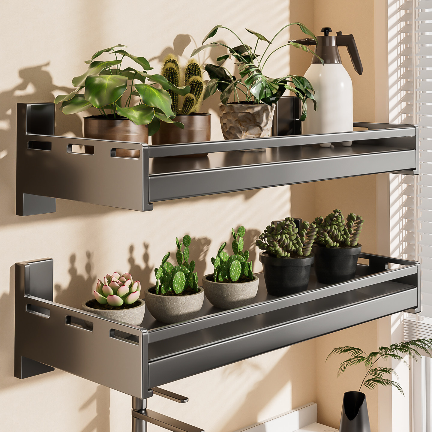 花架置物架阳台专用客厅花盆壁挂式不占地方脸盆免打孔窗口收纳架